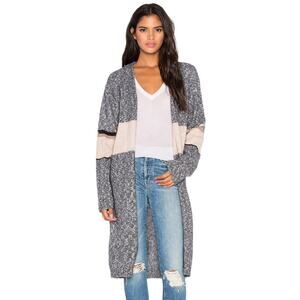 Callahan Abstract Cardigan Heather Gray Longline Open Front Revolve Mohair Small